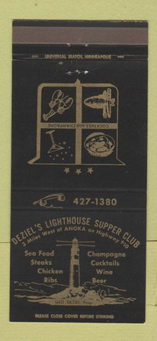 Matchbook Cover - Deziel's Lighthouse Supper Club Anoka MN 30 Strike