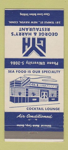 Matchbook Cover - George & Harry's Restaurant New Haven CT 30 Strike