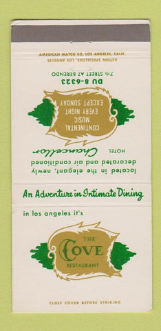 Matchbook Cover - Cove Restaurant Los Angeles CA 30 Strike