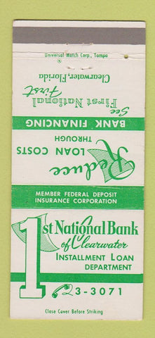 Matchbook Cover - 1st National Bank Clearwater FL 30 Strike