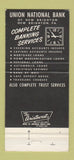 Matchbook Cover - Union National Bank New Brighton PA 30 Strike