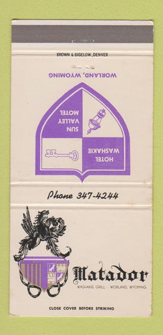 Matchbook Cover - Matador Worland WY Hotel Washakie 30 Strike