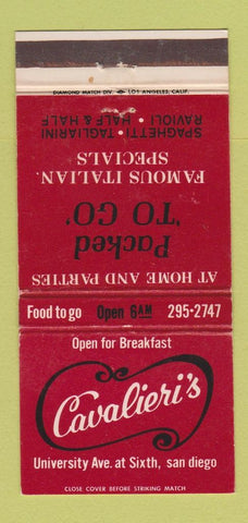 Matchbook Cover - Cavalieri's San Diego CA 30 Strike