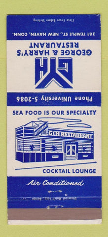 Matchbook Cover - George & Harry's Restaurant New Haven CT 30 Strike