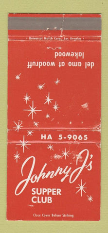 Matchbook Cover - Johnny J's Supper Club Lakewood CA WORN 30 Strike