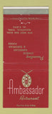 Matchbook Cover - Ambassador Restaurant Nashville TN 30 Strike