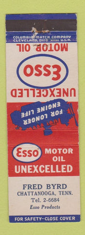 Matchbook Cover - Esso oil gas Fred Byrd Chattanooga TN