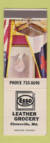 Matchbook Cover - Esso oil gas Leather Grocery Chewsville MD