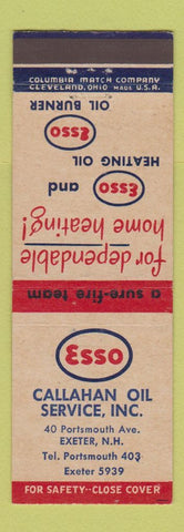 Matchbook Cover - Esso oil gas Callahan Exeter NH