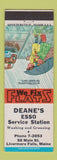 Matchbook Cover - Esso oil gas Deane's Livermmore Falls ME