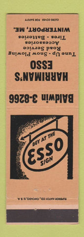 Matchbook Cover - Esso oil gas Harriman's Winterport ME