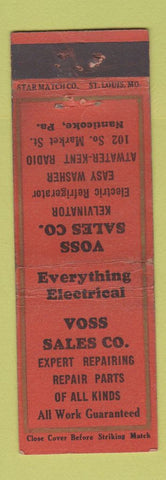Matchbook Cover - Voss Sales Nanticoke PA Appliances STAR