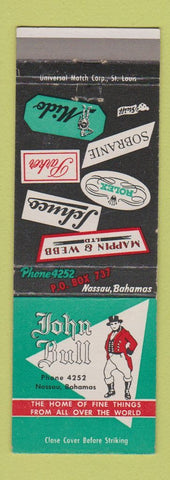 Matchbook Cover - John Bull Store Nassau Bahamas Rolex Parker Mappin Webb