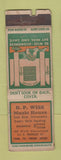 Matchbook Cover - DP Wise Music House Instruments STAR MATCH PAPER LOSS
