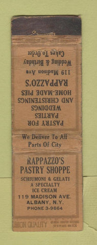 Matchbook Cover - Rappazzo's Pastry Shop Albany NY UNION QUALITY WORN