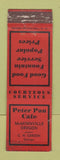 Matchbook Cover - Peter Pan Cafe McMinnville OR CROWN  WORN