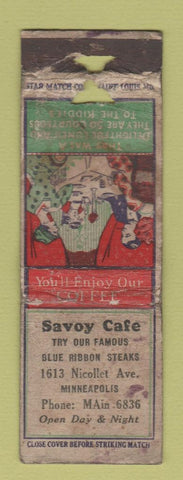 Matchbook Cover - Savoy Cafe Minneapolis MN STAR MATCH POOR