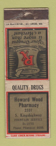 Matchbook Cover - Howard Wood Drug STAR MATCH WEAR