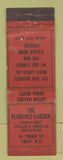 Matchbook Cover - Florence Garden Troy NY UNION QUALITY WORN