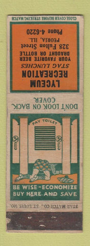 Matchbook Cover - Lyceum Recreation Peoria IL STAR MATCH WEAR