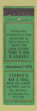 Matchbook Cover - Feeney's Bar Grill New York City STAR MATCH