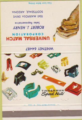 Matchbook Cover - Tinnerman Speed Nuts Universal Scottsdale AZ 40 Strike