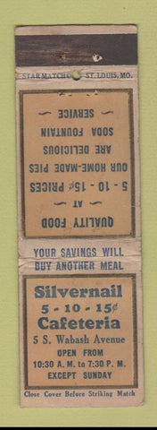 Matchbook Cover - Silvernail Cafeteria Chicago IL STAR MATCH WEAR
