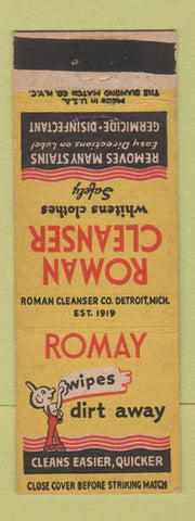 Matchbook Cover - Romay Cleaner Cleanser Detroit MI