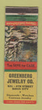 Matchbook Cover - Greenberg Jewelry Sioux City IA Christmas