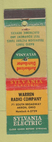 Matchbook Cover - Sylvania Electric Warren Radio Akron OH WEAR