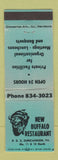 Matchbook Cover - New Buffalo Restaurant Duncannon PA WEAR