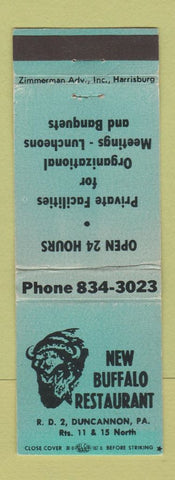 Matchbook Cover - New Buffalo Restaurant Duncannon PA WEAR