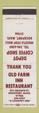Matchbook Cover - Old Farm Inn Restaurant Rockport MA Depot Coffee Shop
