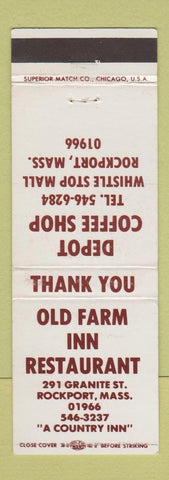 Matchbook Cover - Old Farm Inn Restaurant Rockport MA Depot Coffee Shop