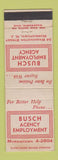 Matchbook Cover - Busch Employment Agency Morristown NJ