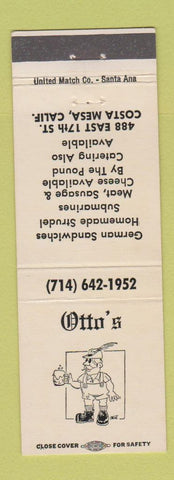 Matchbook Cover - Otto's German Restaurant Costa Mesa CA