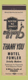 Matchbook Cover - Motel Fowler Fresno CA