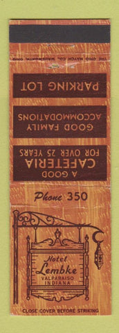 Matchbook Cover - Hotel Lembke Valparaiso IN