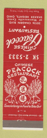 Matchbook Cover - Chinese Peacock Restaurant Shaker Heights OH