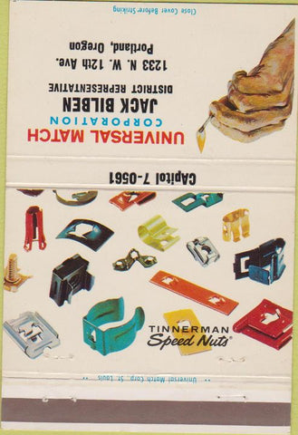 Matchbook Cover - Tinnerman Speed Nuts Universal Portland OR 40 Strike