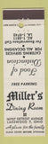 Matchbook Cover - Miller's Restaurant Lakewood OH