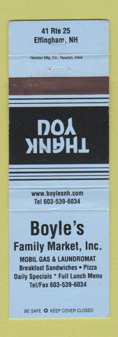 Matchbook Cover - Boyle's Family Markt Mobil oil gas Effingham NH WEAR