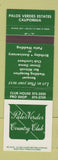 Matchbook Cover - Palos Verdes Country Club Palos Verdes Estates CA