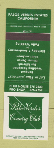 Matchbook Cover - Palos Verdes Country Club Palos Verdes Estates CA