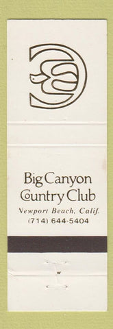 Matchbook Cover - Big Canyon Country Club Newport Beach CA