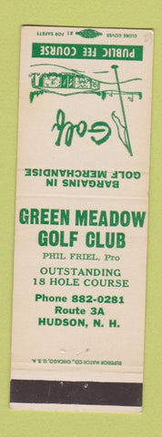 Matchbook Cover - Green Meadow Golf Club Hudson NH