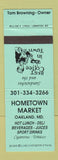 Matchbook Cover - Hometown Market Oakland MD