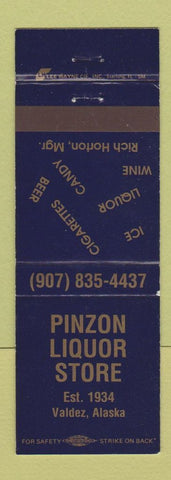 Matchbook Cover - Pinzor Liquor Store Valdez AK