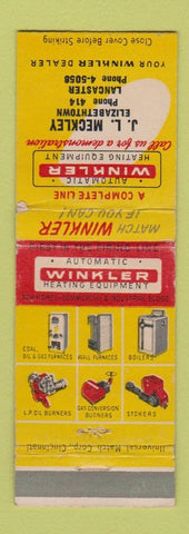 Matchbook Cover - Winkler Heating Equipment Lancaster PA? WEAR