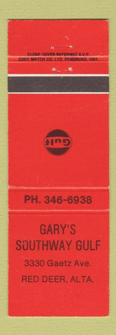 Matchbook Cover - Gary's Southway Gulf oil gas Red Deer AB